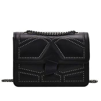 

Rivets Designer Crossbody Bags for Women Small Quality Leather Chain Strap Female Shoulder Bag Casual Ladies' Messenger Flap Bag