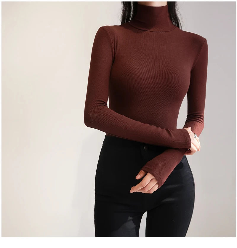 Women High Neck Rib Bodysuit with Long Sleeve