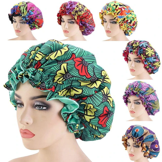Stylish Floral Print Double Layer Women Satin Bonnet Fashion Big Bonnet for  Lady Sleep Cap Headwrap Hat Hair Wrap Accessories - AliExpress