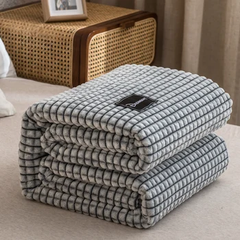 

Thin Blanket Flannel Gray Suede Sheet Soft Sherpa Grid Light Blanket for Sofa,a Nap Bed Couch Frazadas Mantas De Cama Cobertor