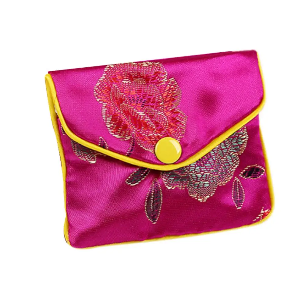 12 Pcs Jewelry Silk Storage Bag Chinese Brocade Embroidered Coin Organizers Pocket Gift Bags Small Jewelry Snap Case Coin Purse