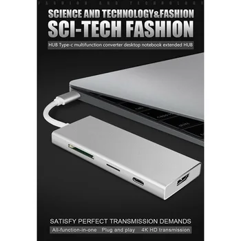 

7 In 1 Type-C To USB 3.0 4K HDMI Type C SD TF Card Reader PD Hub Adapter Cable Extension Adapter New