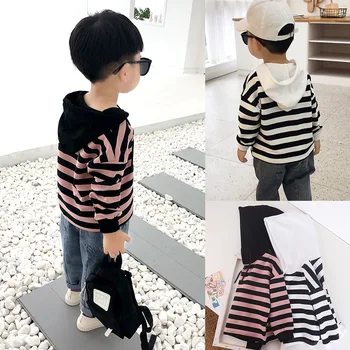 

Boys Sweatshirts Autumn New Arrival Fashion Striped Long Sleeves Tops for Girls Kids Clothing 2019 Toddler Kids Clothes Hoodies