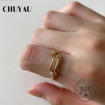 

Chuyau 925 Sterling Silver Pull ring adjustable niche design ring Simple Ring 925 Silve Jewelry Gift For Women Fine Jewelry