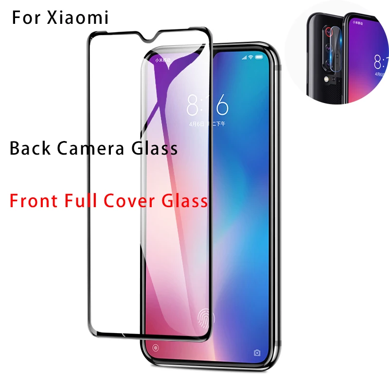 2 in 1 9D Full Cover Tempered Glass For Xiaomi Mi A1 A2 A3 Lite Camera Lens Protective On CC9 CC9E Pocophone F1 | Мобильные телефоны