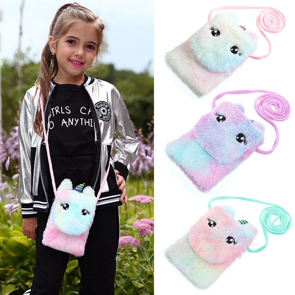 

Cartoon Plush Unicorn Shoulder Bag Child Unicorns Coin Purse Kids Girl Messenger Bag Girls Purse Earphone Phone Organizer Bag
