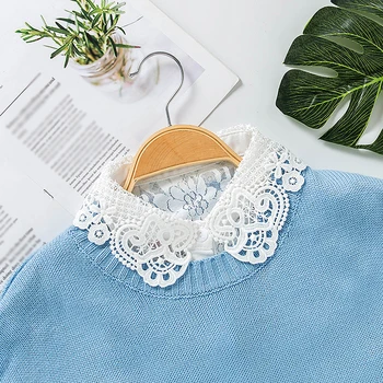 

Shirt Fake Collar White Black Tie Lace Vintage Detachable Collar False Collar Lapel Blouse Top Women Clothes Accessories 2020