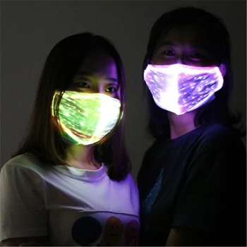 

Creative USB Rechargeable Colourful Light Masquerade Masks Cotton LED Luminous Anti-Dust Mask Party Halloween Night Running Mask