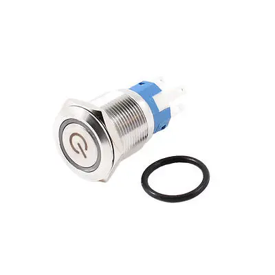 

12V 19mm Yellow LED Light Stainless Steel Momentary Push Button Switch