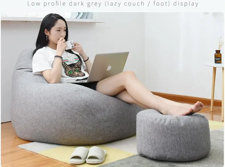 Ленивый BeanBag диваны без наполнителя льняная ткань шезлонг кресло мешок Чехлы стулья пуф слоеного дивана татами мебель для гостиной