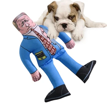 

Pet Dog Cat Chew Toy Donald Trump Funny Cat Dog Molar Toys Squeak Interactive Scratching Plush for Small Large Dogs Cats