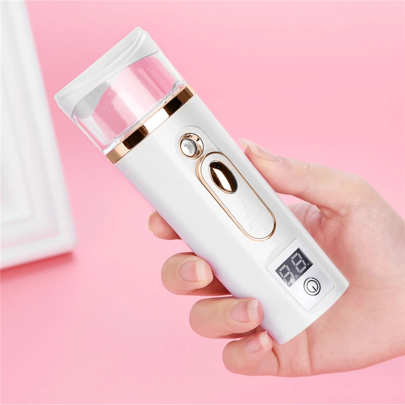 USB перезаряжаемые лицо Нано опрыскиватель Бутылка увлажнитель удобный отпариватель влаги кожи лица тестер анализатор красота банк силы - Цвет: Белый