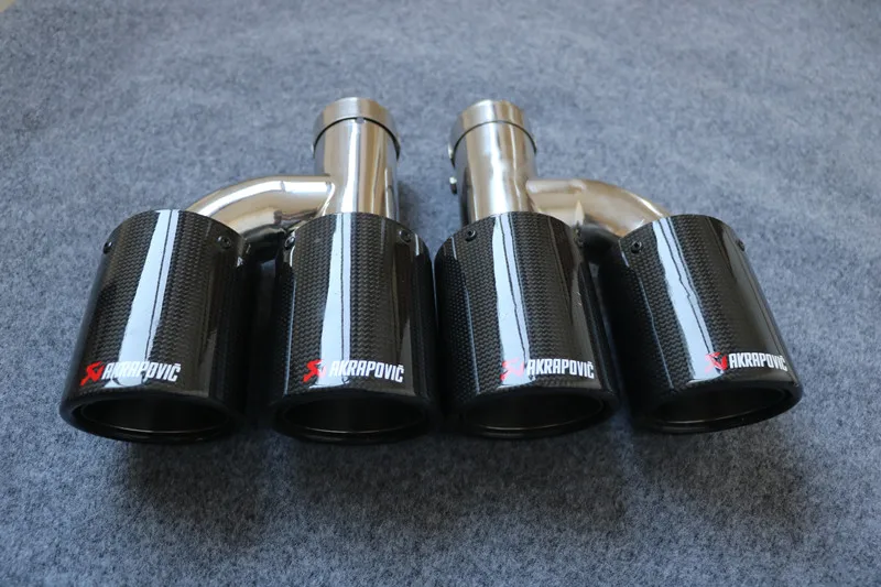 Left+Right) Dual Exhaust Tip for AKRAPOVIC AK carbon fiber tail tip universal quad exhaust pipe tail tip