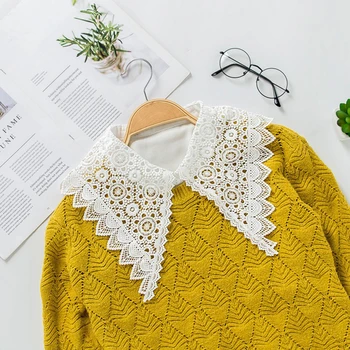 

white color women girl collar Stylish Ladies Fake Collar Hollow Detachable Peter Pan Collar Half Shirt Bib