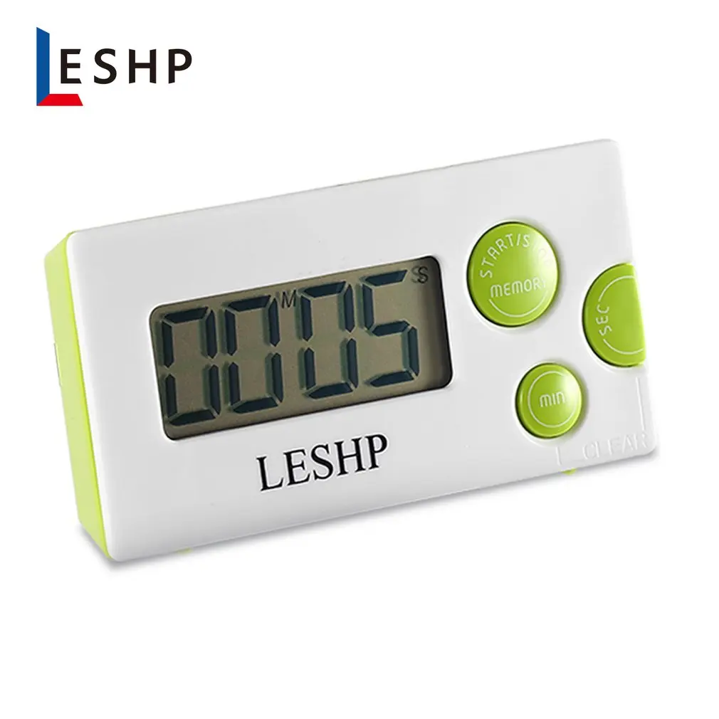 Зеленый LESHP ЖК-дисплей цифровой счетчик инструмент Кухонные гаджеты для готовки супа электронный таймер подсчет вниз будильник Настольный Заводной портативный - Цвет: Зеленый