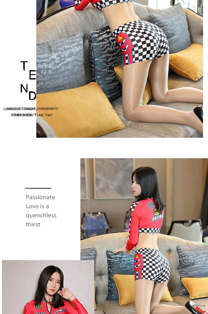 Сексуальный гоночный короткий топ для девушек, Соблазнительные костюмы для косплея для женщин с высокой эластичной открытой промежностью, эротическое белье, Клубная одежда