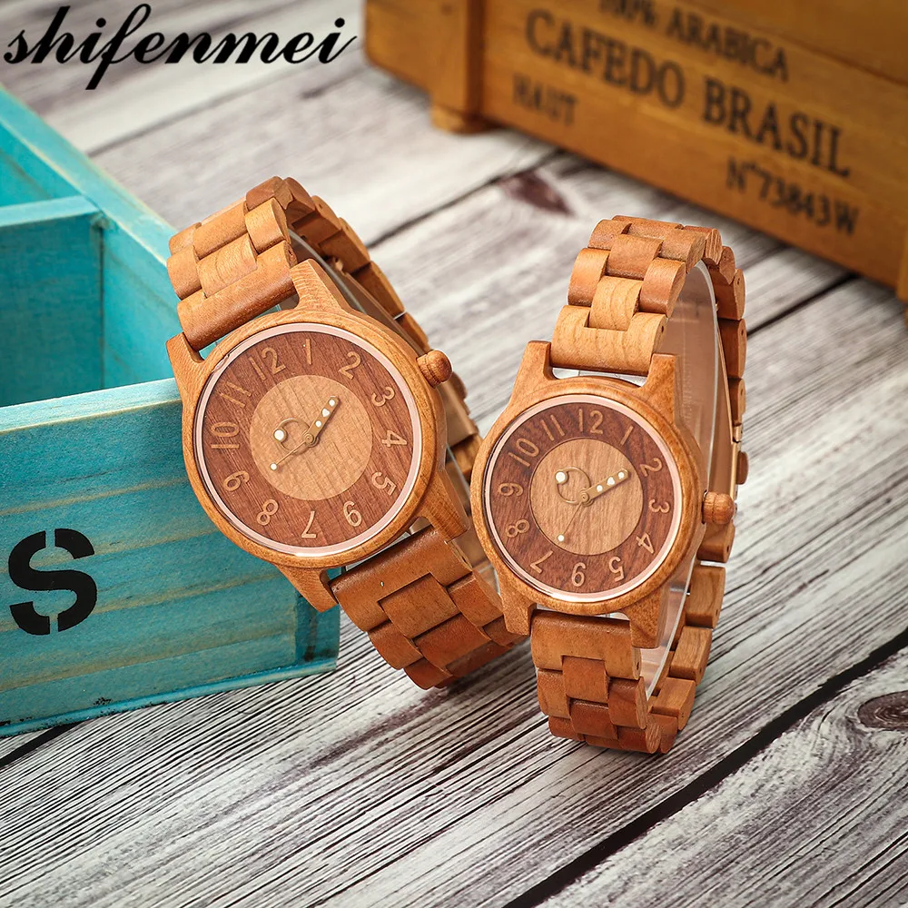 Shifenmei Watch Fashion Quartz Ladies Wooden Watch Casual Lover Wood Watches Women Men Top Brand Luxury Couple Clock