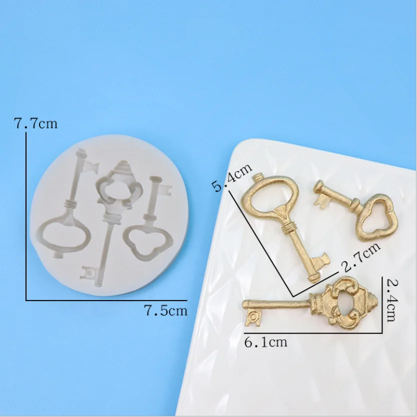 Retro-key-fondant-silicone-mold-variety-of-key-lock-cake-decoration-creative-diy-baking-chocolate-mold.jpg Retro Kulcstartó Fondant Szilikon Penészkulcs -Lock Torta Dekoráció Kreatív Barkácsolás Csokoládé Penész - Image 5