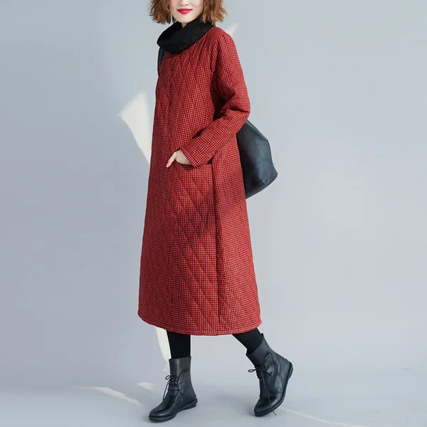 

2019 Winter New Products Thick Warm High Collar Pattern Large Size Literature And Art Cotton Coat Cotton-padded Clothes Women's
