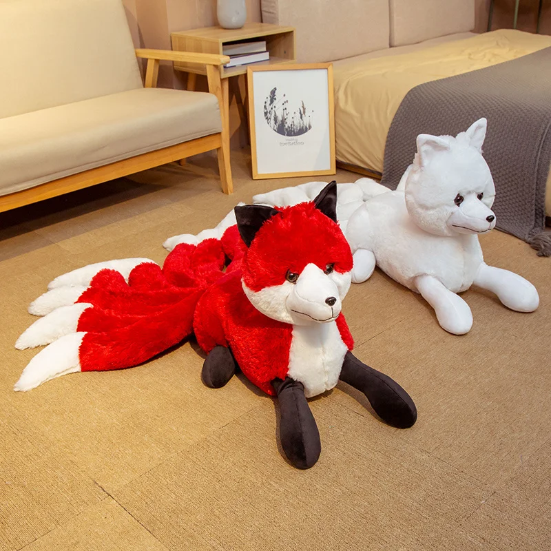 32*63 см большая плюшевая кукла с девять хвостов белая лиса Kawaii Gumiho мягкие животные
