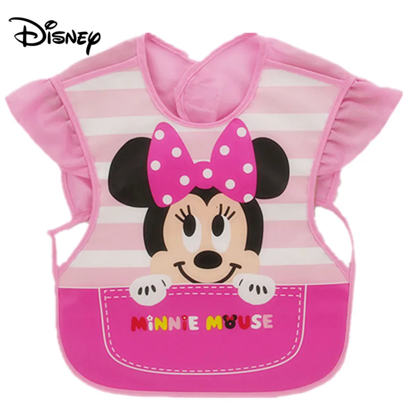 Disney Cute Baby Bibs Waterproof Short Sleeve Apron Children Feeding Smock Bib Burp Clothes Soft Eat Toddler Baberos Bavoir Bibs
