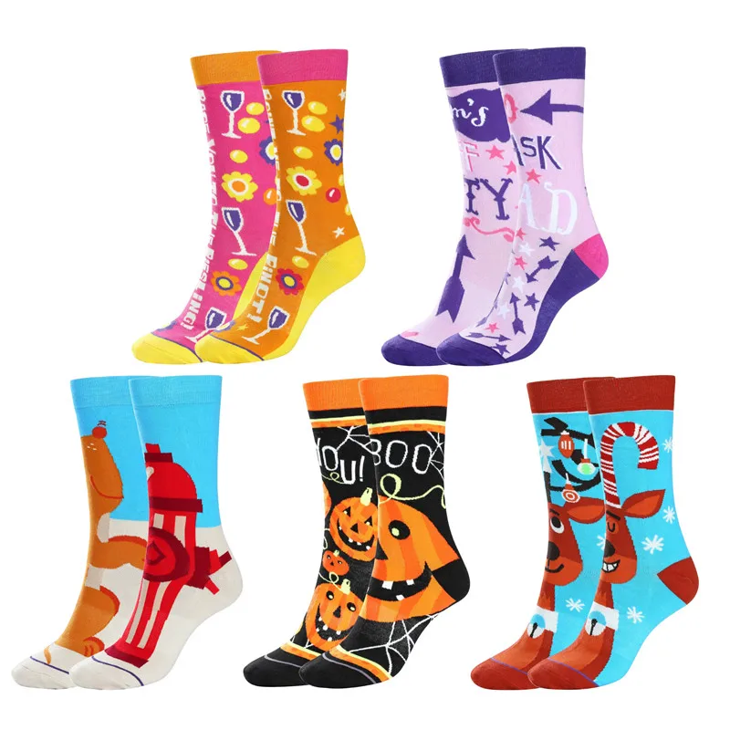 

PiercingJ Women Casual Fancy Cotton Socks Funny Patterned Crew Socks