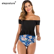 Сексуальные танкини с принтом купальники женские Высокая талия Купальник с открытыми плечами Купальники Пуш-Ап купальный пляжный костюм одежда купальный костюм