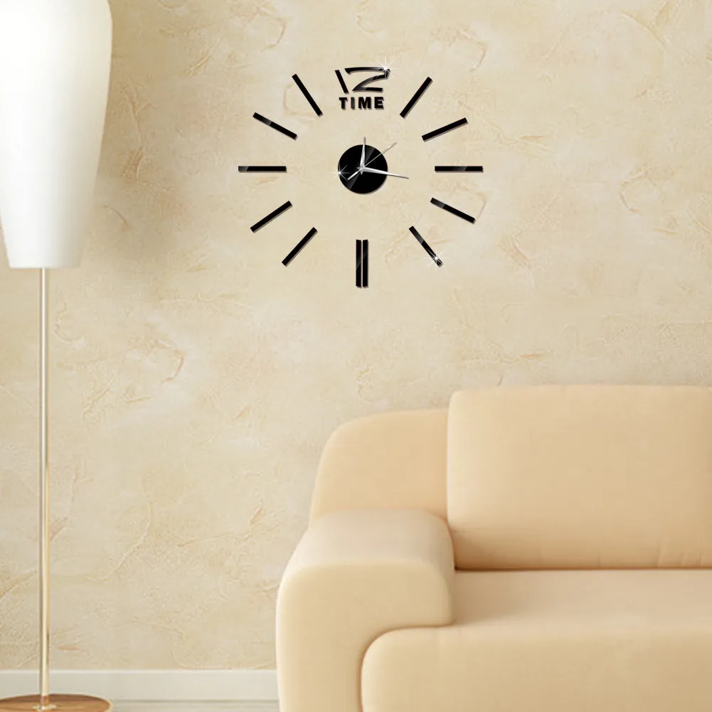 2021 New Style  Modern Large 3D Mirror Surface Wall Clock Sticker Home Office Room DIY Decor Hot 
