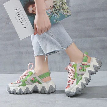 

2020 Summer Platform Pink Green Blue Women Sneakers Mesh Sock Jelly Shoes Colorful Casual Tennis Trainers Size 35-40