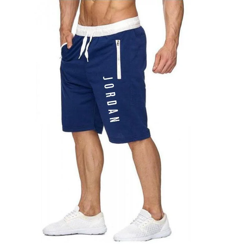 Pantalones cortos de punto para hombre, informales, hasta la rodilla, rojo, negro, gris oscuro, gris claro, para primavera y verano, 2021