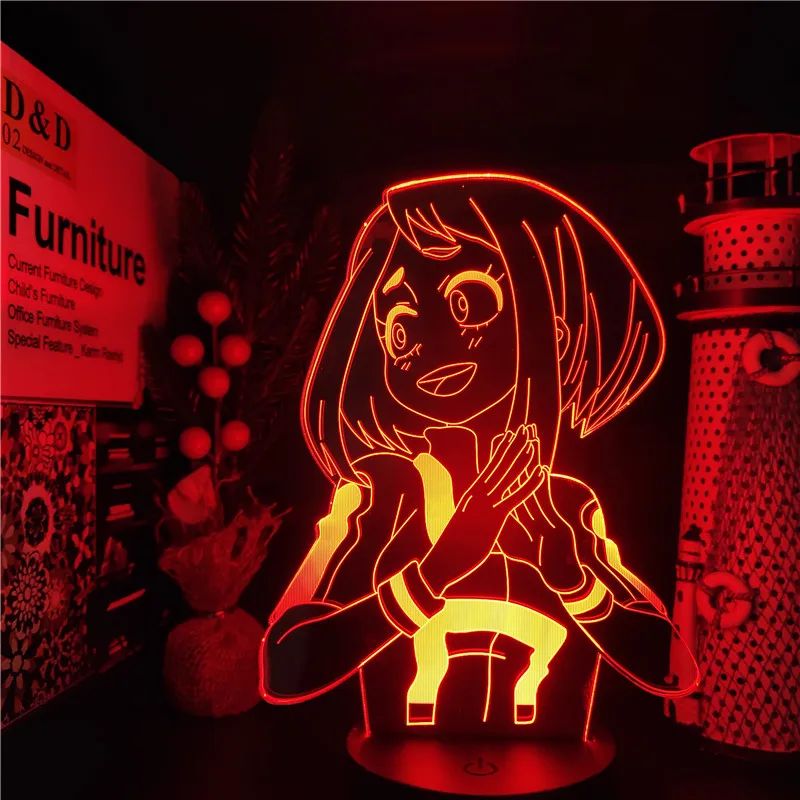 Boku no Hero Academia OCHACO URARAKA LED Nightlights ANIME LAMP MY HERO ACADEMIA 3D Visual Light Home Decoration