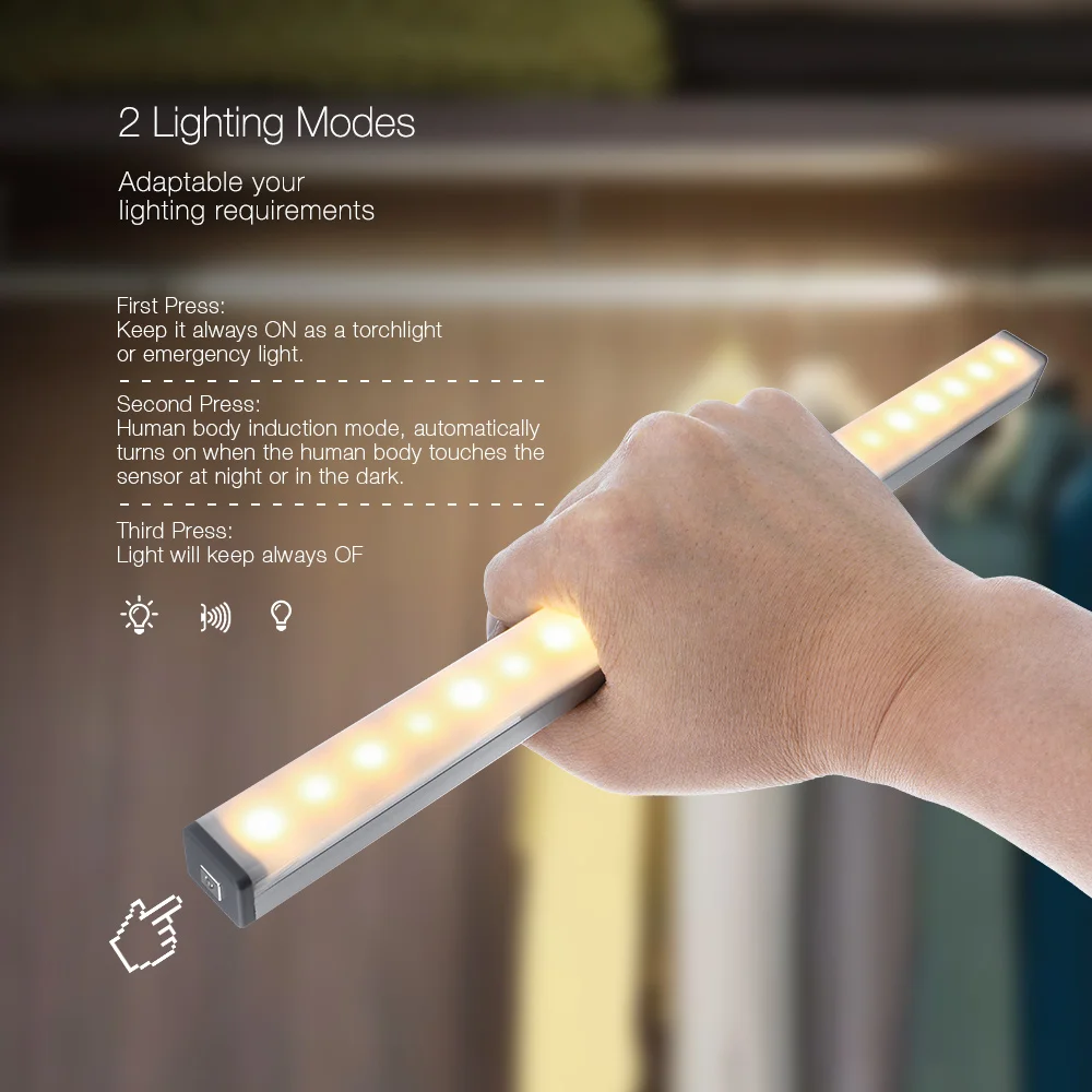 DIGOO DG-GYDC USB перезаряжаемая Магнитная светодиодная подсветка под шкаф PIR датчик движения шкаф ночной Светильник s шкаф кухонный