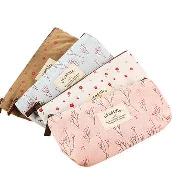 

1 PC Hot Sale New Flower Floral Pencil Pen Canvas Case Cosmetic Makeup Tool Bag Storage Pouch Lace