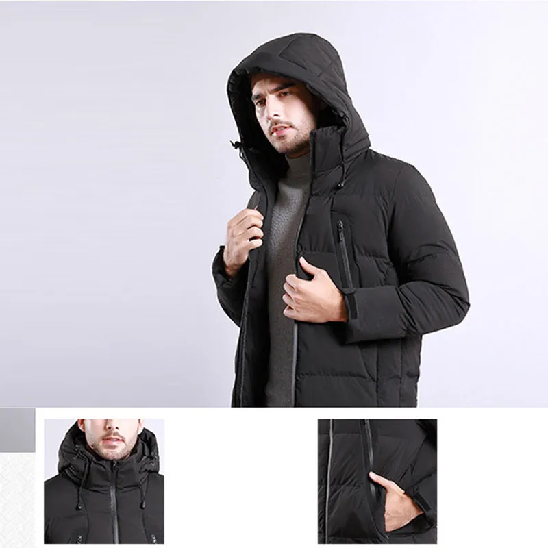 Color: Black Gray Dark blue Winter New Men's Hooded Cotton coat Men's Outdoor Windproof Thick Short Cotton clothing