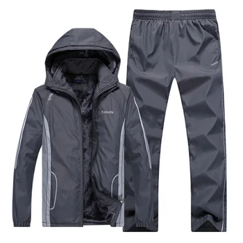 

New Brand Men's Warm Set Autumn Winter Men Sportswear 2 Piece Set Tracksuits Jacket+Pant Sweatsuit Male Hooded Jacket Sets L-5XL