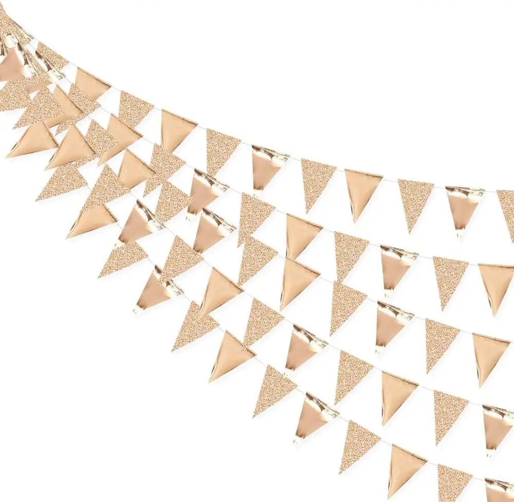 Rose Gold Triangle Garland for Celebrations and Decor
