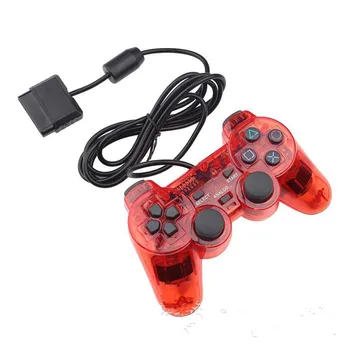 

For Ps2 Handle Of Wired Game Console Transparent Dual Vibration Go Pc