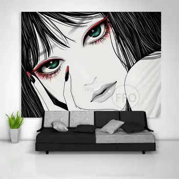 FFO School Girl Tapestry Fabric Kawaii Room Decor Anime Tapestry Blanket Wall Hanging Carpet Meme