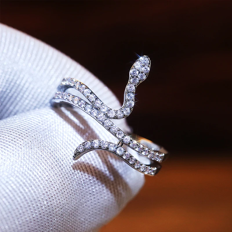 HUAMI Personality Snake Rings for Women Open Finger Punk Style