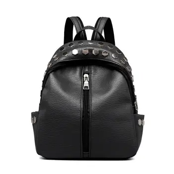 

2020 Women Fashion PU Leather Rivet Backpack Shoulder Bag Ladies Travel Rucksack School Student Bags Schoolbag For Teenagers