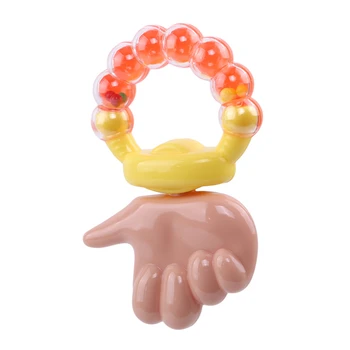 

New Cartoon Baby Teether Educational Toys Bite Baby Rattle Round Teether Toys Bed Silicone Hand Bell