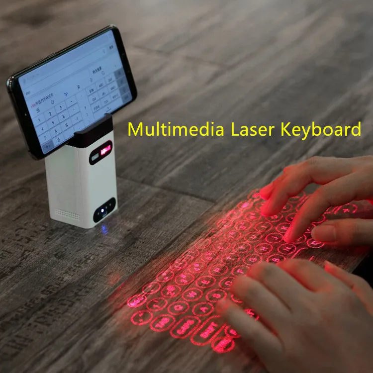 

GuardBird Multimedia Laser Keyboard Mini Portable infrared Qwerty Projection Keyboard USB Bluetooth Connect Powerbank Stand