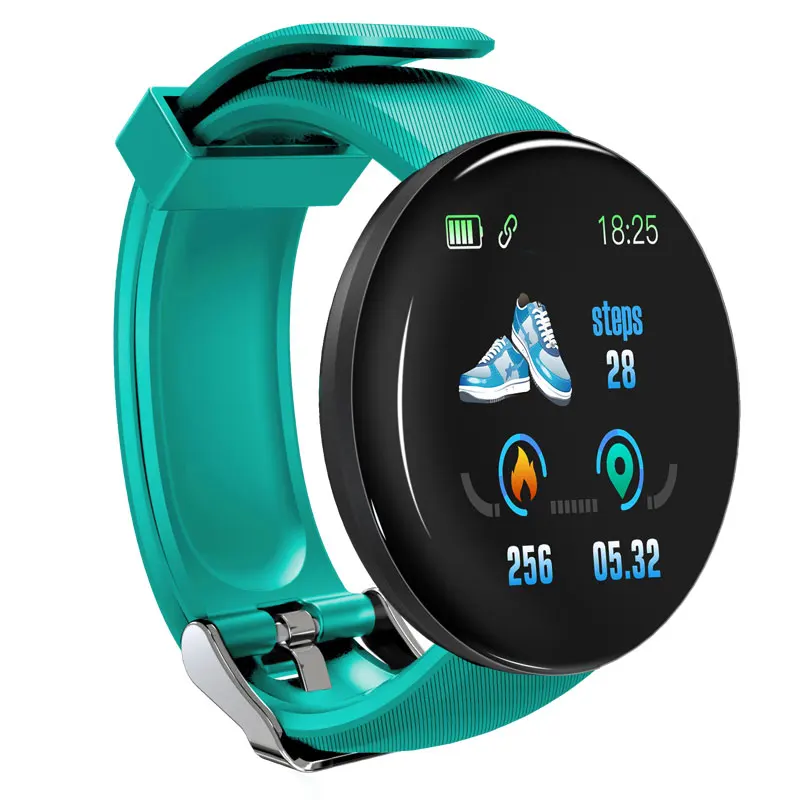Bluetooth Смарт-часы для мужчин и женщин монитор сердечного ритма Smartwatch кровяное давление фитнес-трекер часы водонепроницаемые для Android IOS - Цвет: D18 Green