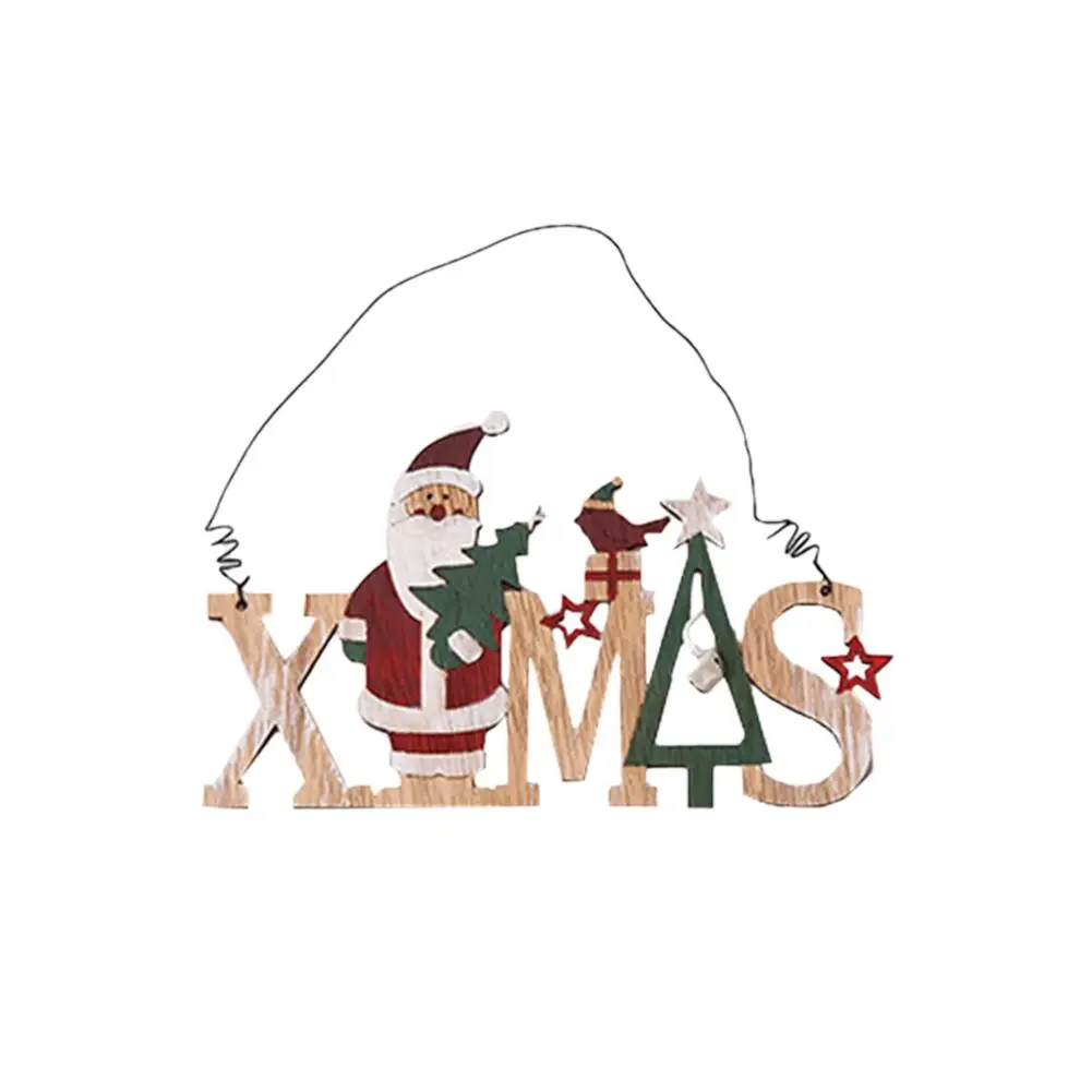 V 1PCS 2 шт рождественские украшения Merry Christmas деревянные ажурные буквы инновационные Рождественские Подвески для шкафа для домашнего украшения - Цвет: V 1PCS