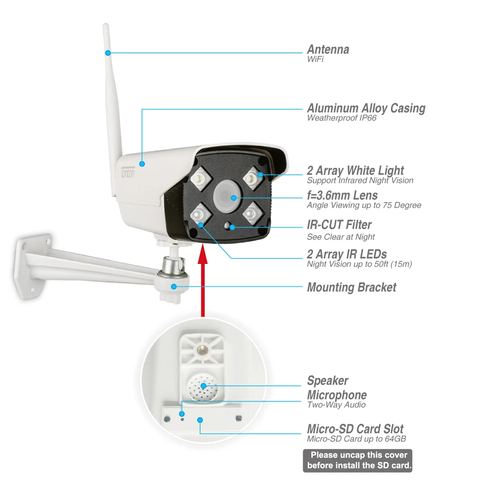 1080P Wi-Fi ip-камера Onvif 2.0MP HD уличная Водонепроницаемая инфракрасная камера ночного видения для видеонаблюдения