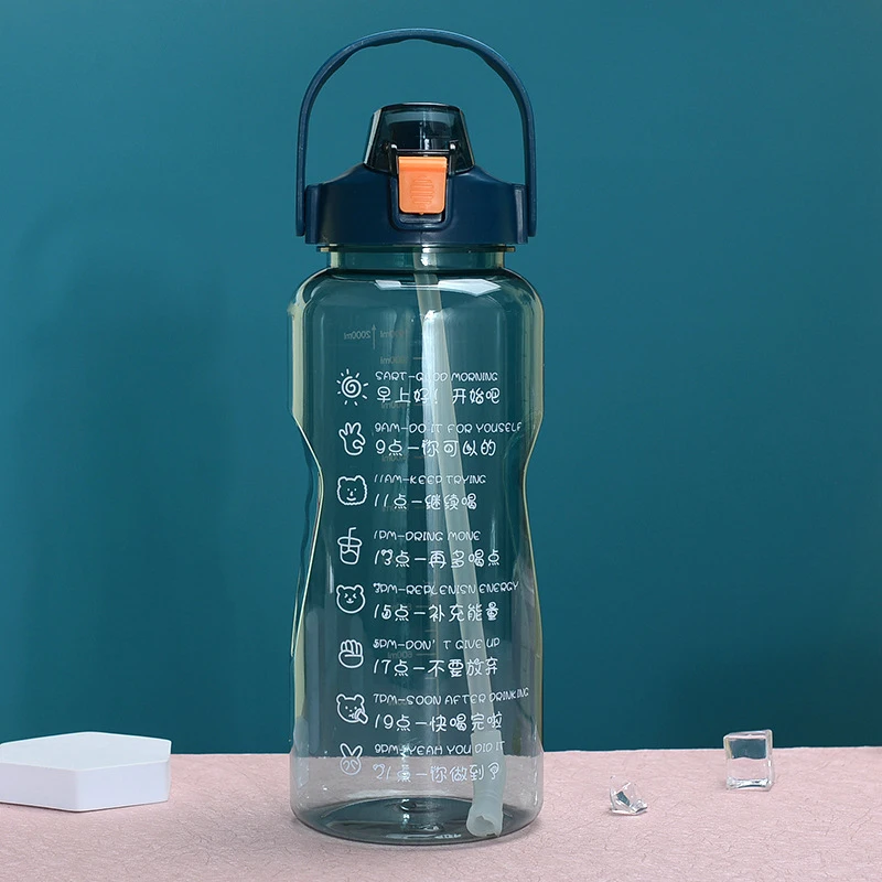 1.5/2L Leakproof Tritran BPA Free Water Bottle with Motivational Time Marker Daily Use for Fitness and Outdoor Sport LBE | Дом и сад
