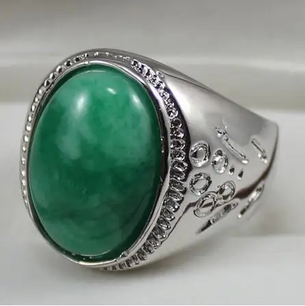 

Noble13X18MM Green Korean Jades Jewelry Men's Ring