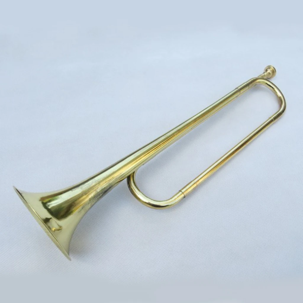 Exquisite Golden Brass Mini Bugle Trumpet Horn for Student Band School