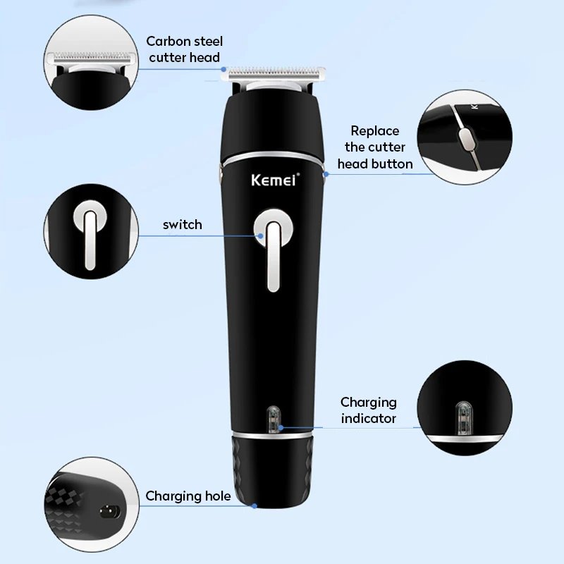 Kemei KM-1016 перезаряжаемая машинка для стрижки волос Электрический триммер для волос для мужчин Быстрая зарядка бритва моющаяся возвратно-поступательная электрическая бритва