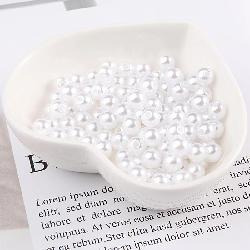Champagne color Round Imitation Garment Pearl With holes For DIY Art Necklace Fashion Jewelry Making Accessories 3/4/6/8mm